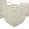 White Cotton Handmade Storage Basket with Handles Set of 3 18", 16", 15"